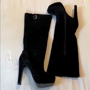 Steve Madden Elegant Black High Heel Platform Boots size